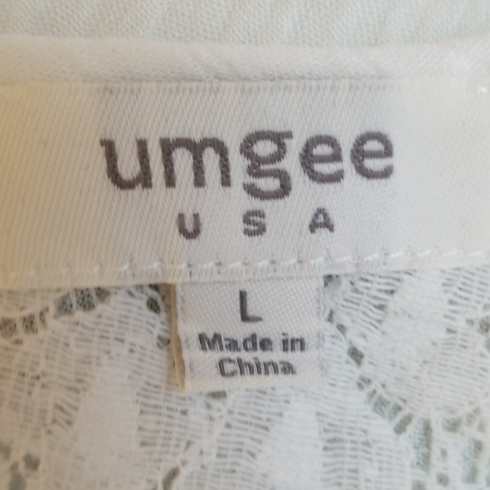 Ungee USA Longsleeve gauze & lace white top blouse - Picture 5 of 8
